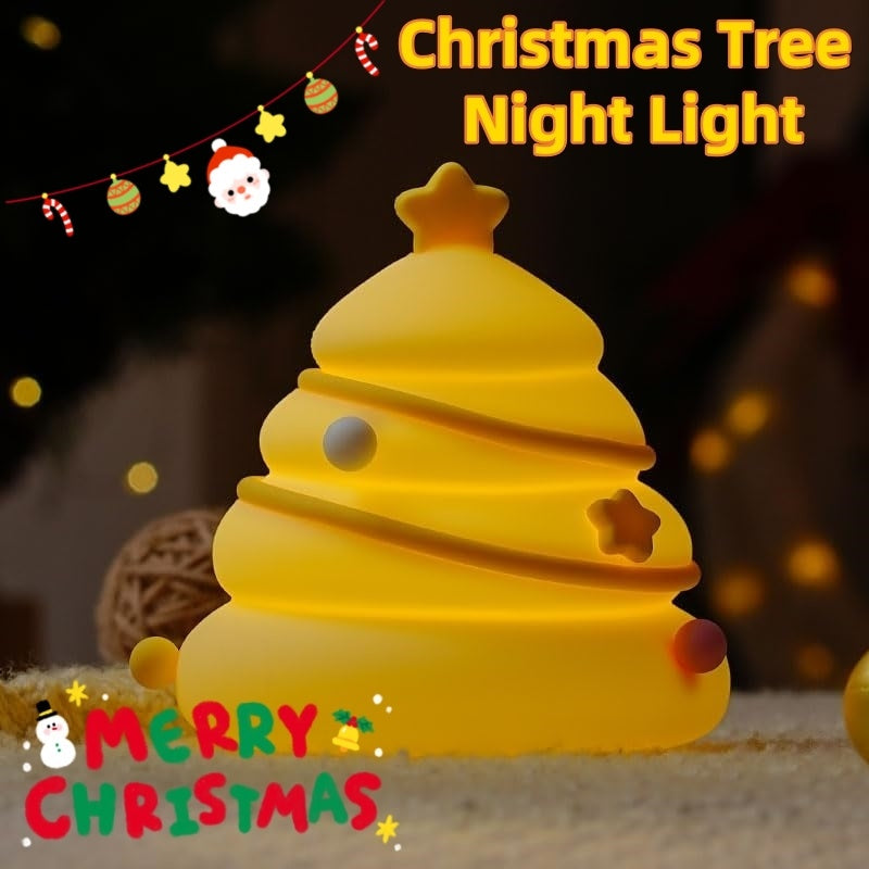 Christmas Tree Silicone Night Lights USB Rechargeable Eye Protection Table Lamp Cute Cartoon Kid Birthday Gifts Atmosphere Decor