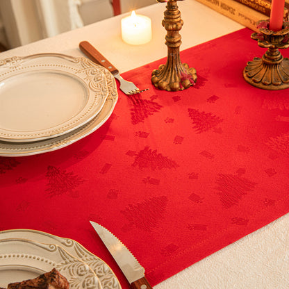 Christmas Table Runner Dark Jacquard Dining Table