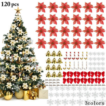 Christmas Flower Set Christmas Tree Decoration Christmas Flowers