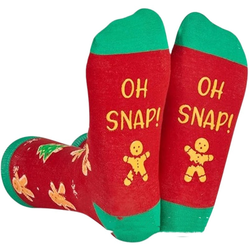 Christmas High-top Letter Jacquard Cotton Socks