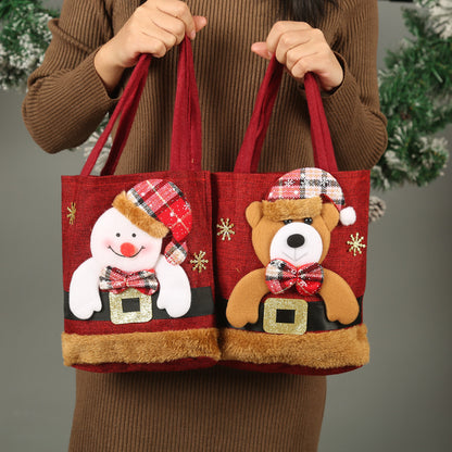 Christmas Candy Gift Tote Bag For Kids Funny Creative Santa Claus Elk Snowman Bear Handbag Small Christmas Tree Decoration Bags