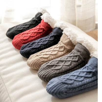 Winter Knitted Plush Floor Socks Home Warm Non-slip Carpet Socks Women