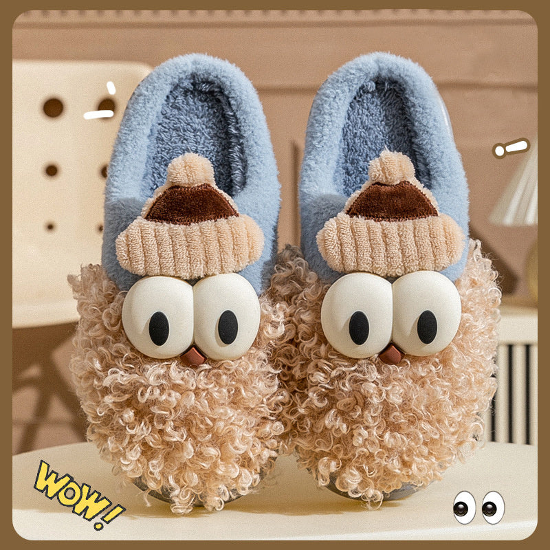 Cartoon Bearded Santa Claus Slippers Home Warm Non-slip Plush   Cotton Shoes Christmas Couple Floor Bedroom Slipper Women Men