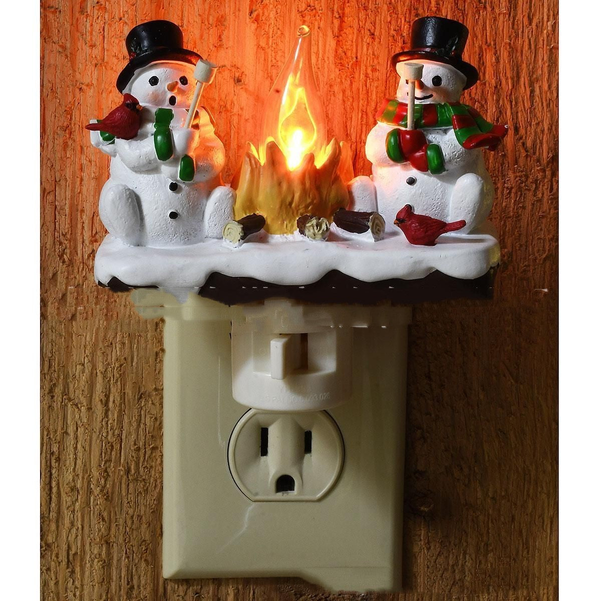 Snowman And Campfire Night Light