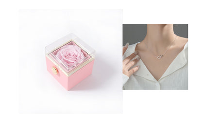 Fashion Acrylic Rotating Rose Jewelry Box