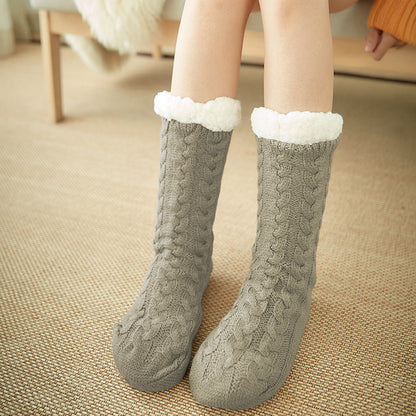 Winter Warm Knitted Plush Floor Socks Home Indoor Non-slip Carpet Socks For Men And Women