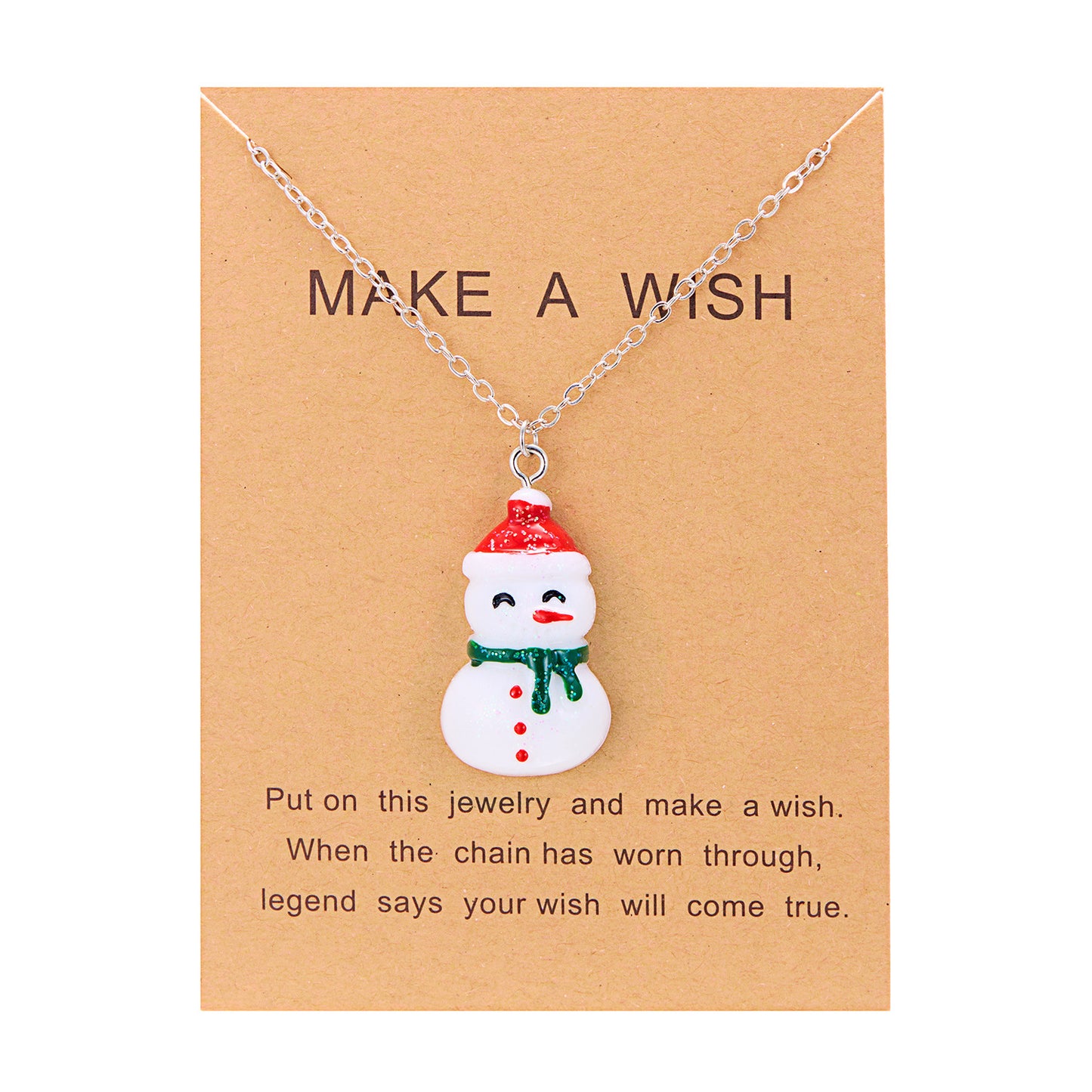 Cute Cartoon Resin Necklace Christmas Snowman Santa Claus Pendant Clavicle Chain Necklace For Women Jewelry