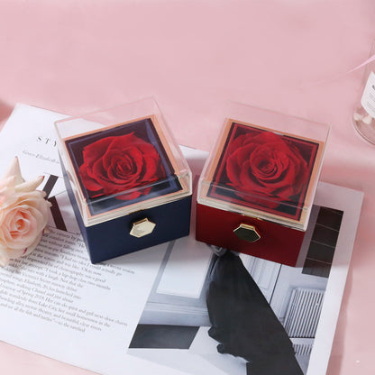 Fashion Acrylic Rotating Rose Jewelry Box