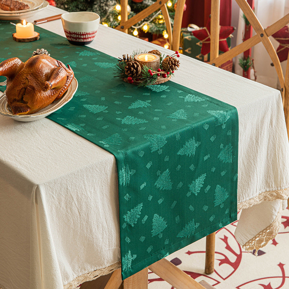 Christmas Table Runner Dark Jacquard Dining Table