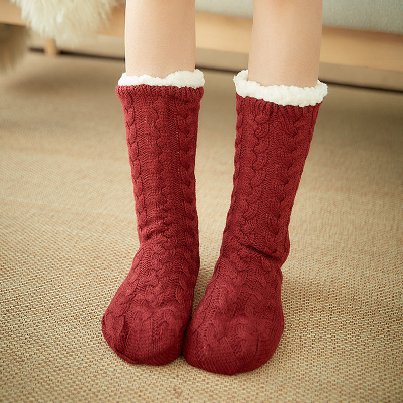 Winter Warm Knitted Plush Floor Socks Home Indoor Non-slip Carpet Socks For Men And Women