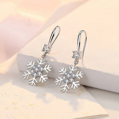 Temperament Snowflake Earrings With Rhinestones Fashion Personalized Christmas Earrings For Women Jewelry