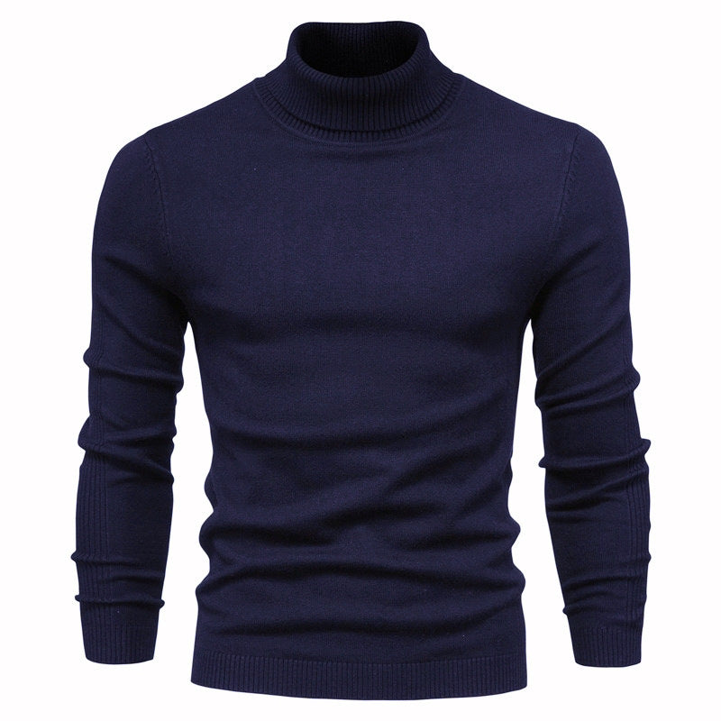 Men's Solid Color Slim Pullover Turtleneck Sweater Winter Casual Tops Clothing