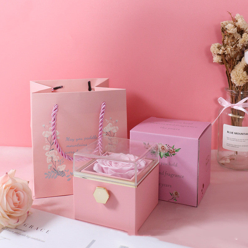 Fashion Acrylic Rotating Rose Jewelry Box