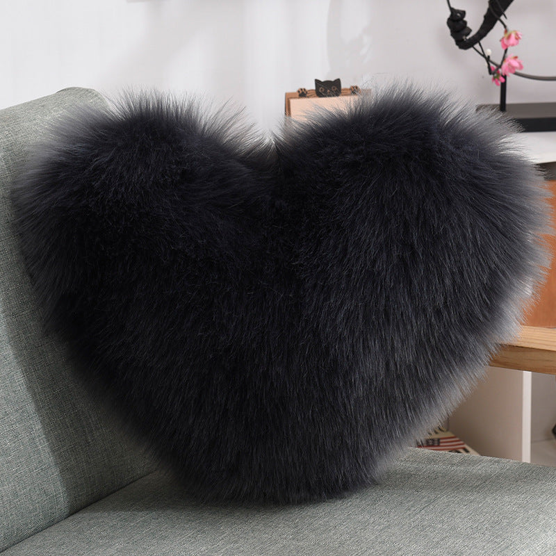 Throw Pillows Heart Shape Long Plush Fluffy Shaggy Cushion Cover Sofa Cushions Decorative Pillow Covers Pillowcase White