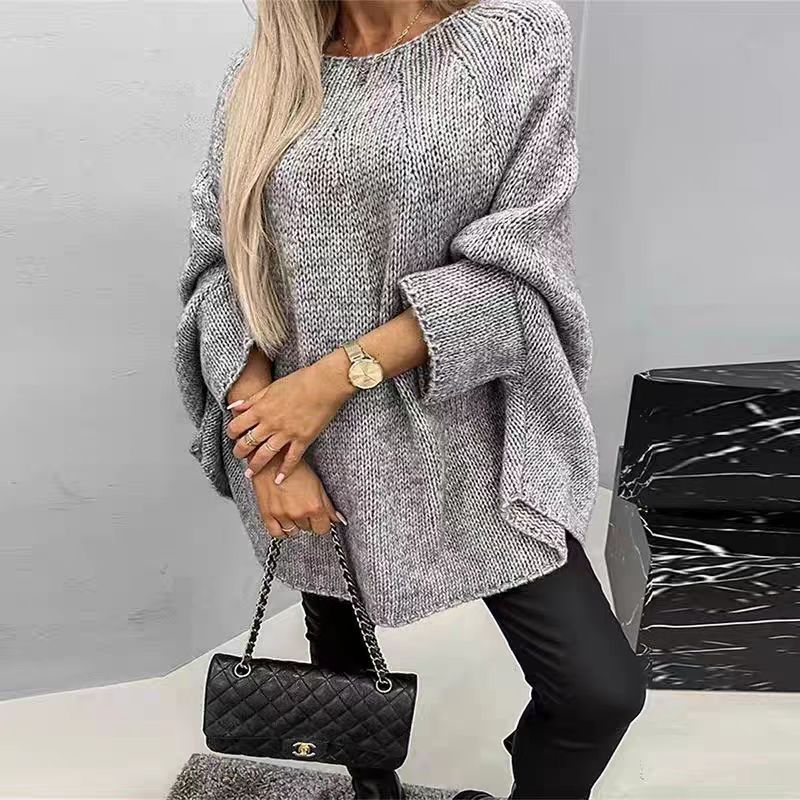 Winter Loose Batwing Sleeve Pullover Sweater Fashion Oversized Knitted Shawl Sweater Tops For Women Clothing