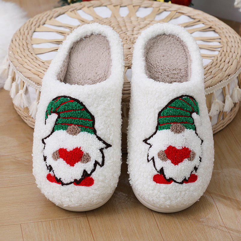 Cute Cartoon Santa Claus Home Slippers Couple Indoor Floor Bedroom Slipper Christmas Warm Shoes Women Men