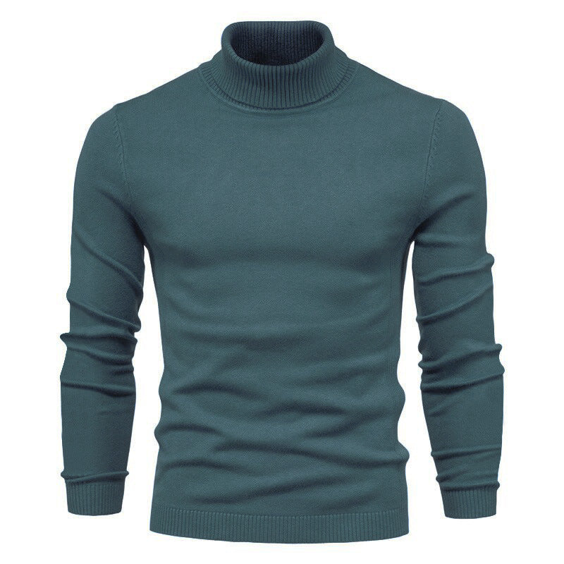 Men's Solid Color Slim Pullover Turtleneck Sweater Winter Casual Tops Clothing