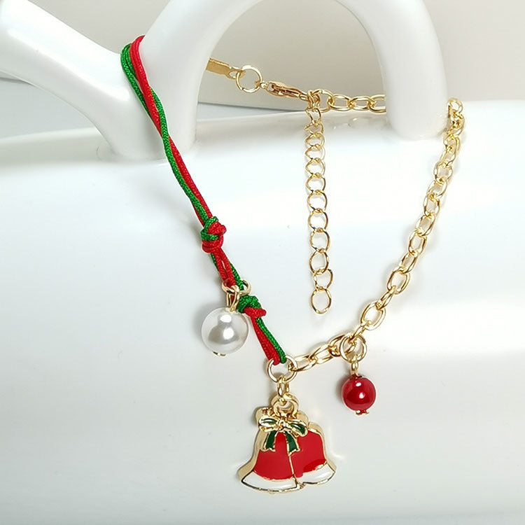 New Christmas Snowman Santa Claus Tree Snowflake Elk Bracelet Christmas Gift Charm Bracelet Chain Pendant For Women New Year Fashion Gift